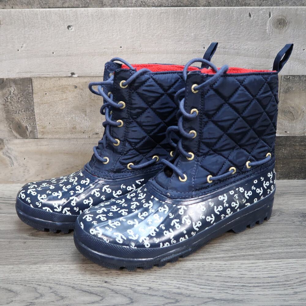 Sperry Top Sider Duck Boot Womens 8 Blue Anchor Waterproof Rubber